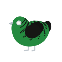 (unnamed), a viridian and black chicken with a half-bar pattern