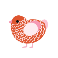 (unnamed), a vermilion and rose chicken with a lace pattern