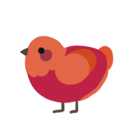 (unnamed), a crimson and vermilion chicken with a head pattern