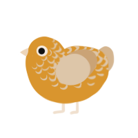 Cheese bread, a orange and beige chicken with a half-lace pattern