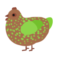 First Sign of Spring, a brown and grass chicken with a speckle pattern