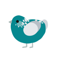 Sea Foam, a teal and mist chicken with a neck-speckle pattern