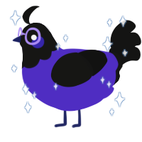 vienna, a indigo and black chicken with a head pattern