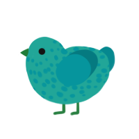 green glorp, a turquoise and teal chicken with a speckle pattern