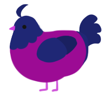 (unnamed), a plum and navy chicken with a head pattern