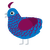 Spuder Man, a sapphire and wine chicken with a lace pattern