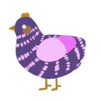 Stephanie Brown, a overcast and lavender chicken with a bar pattern