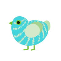 Atlantic, a aqua and gluppy chicken with a bar pattern