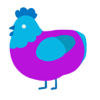 da ba dee, a amethyst and cerulean chicken with a head pattern