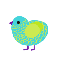 Pip, a aqua and lime chicken with a lace pattern