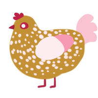 Growing Flamingo, a gold and rose chicken with a speckle pattern