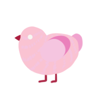 rosepie, a rose and pink chicken with a bar pattern