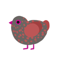 (unnamed), a grey and red chicken with a speckle pattern