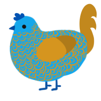 Luminance, a sky and ochre chicken with a double-lace pattern