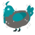 Radio Host Miku, a grey and teal chicken with a head pattern