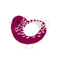 Cest la Vie, a maroon and white chicken with a half-lace pattern