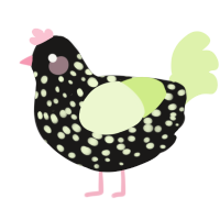 Slightly Off Pigeon, a sable and apple chicken with a speckle pattern