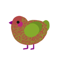 (unnamed), a red and chartreuse chicken with a double-lace pattern