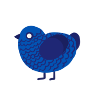 Samuel Sapphire, a ultramarine and navy chicken with a lace pattern