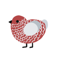 Bauble, a red and mist chicken with a lace pattern