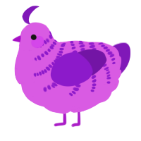 Nebula, a orchid and violet chicken with a half-bar pattern