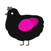 A black and fuchsia chicken