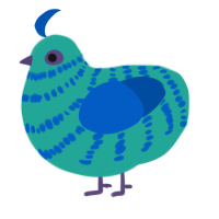 (unnamed), a turquoise and ultramarine chicken with a bar pattern