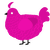 A fuchsia chicken with a lace pattern