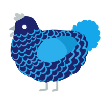 (unnamed), a navy and sky chicken with a lace pattern