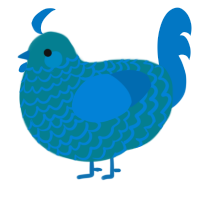 Waves, a sea and sapphire chicken with a lace pattern