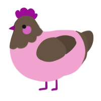 (unnamed), a pink and bark chicken with a head pattern