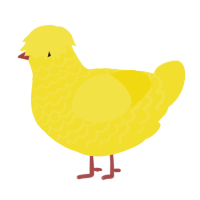 Chickie, a yellow chicken with a lace pattern