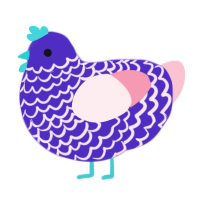 Pie, a indigo and rose chicken with a lace pattern