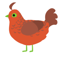 Potiron sur la Vigne, a vermilion and russet chicken with a half-lace pattern