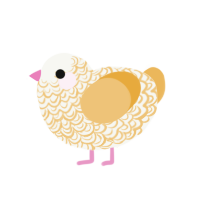 Sunny, a white and honey chicken with a double-lace pattern