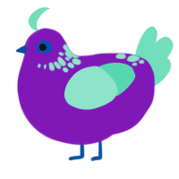 Poison, a violet and mint chicken with a neck-speckle pattern