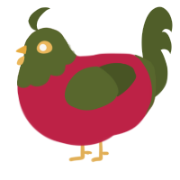 christmas, a crimson and olive chicken with a head pattern