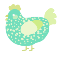 Seafoam, a mint and apple chicken with a speckle pattern