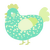 Seafoam, a mint and apple chicken with a speckle pattern