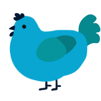 certainly cerulean, a cerulean and teal chicken