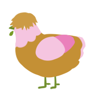 Peanut Butter, a gold and pink chicken with a head pattern