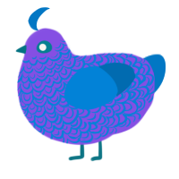 Sole, a blurple and sapphire chicken with a double-lace pattern