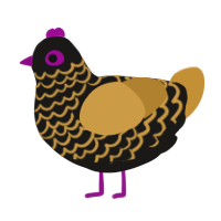 Reversed, a sable and gold chicken with a lace pattern