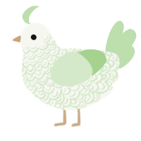 Dawnbringer, a white and gluppy chicken with a double-lace pattern