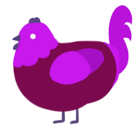 Ourple, a wine and amethyst chicken with a head pattern