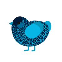 Akana, a tumblr and cerulean chicken with a double-lace pattern