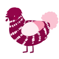 xyx 1m, a maroon and rose chicken with a bar pattern