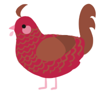 lovebug, a crimson and russet chicken with a lace pattern