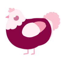 A maroon and rose chicken with a head pattern