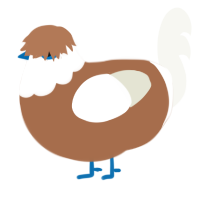 Loaf, a brown and white chicken with a speckle pattern